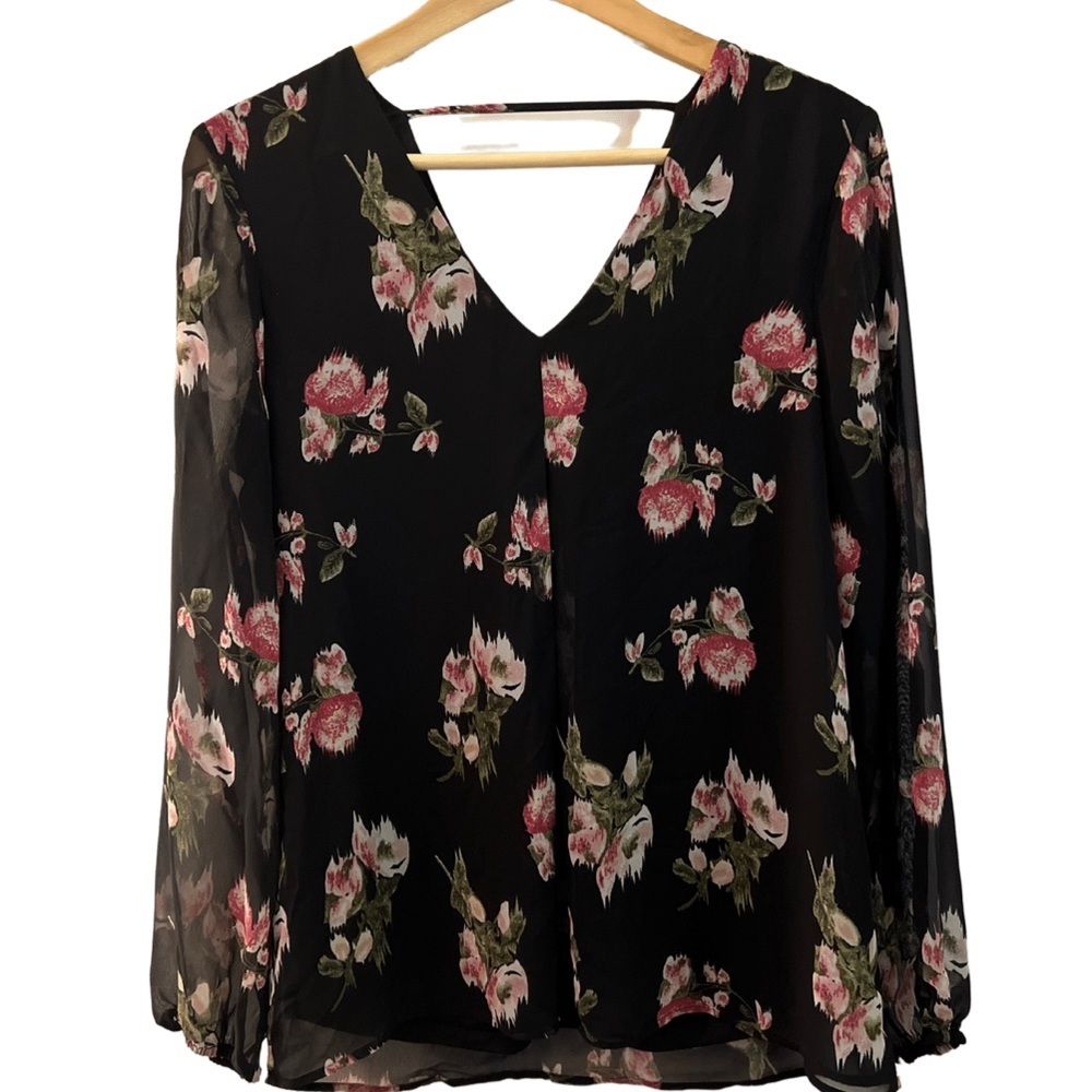 🌸Daniel Rainn Floral Semi Sheer Top S